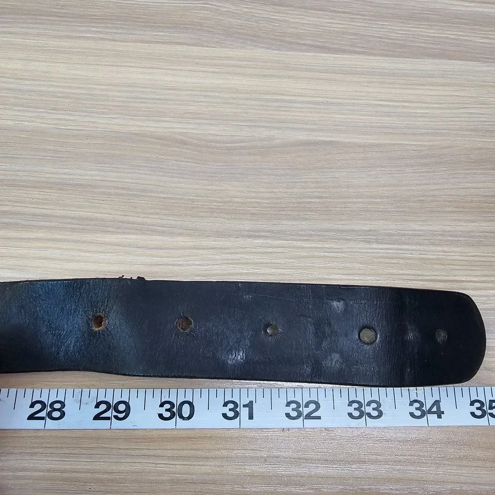 Mens Leather Work Belt 32 S Black 80s Winchester Western Heavy Buckle Pony Rodeo